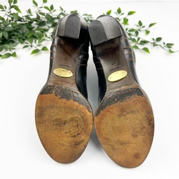 Chloe Ankle Boots Dark Brown Leather High Heel Booties 7 - Picture 4 of 10